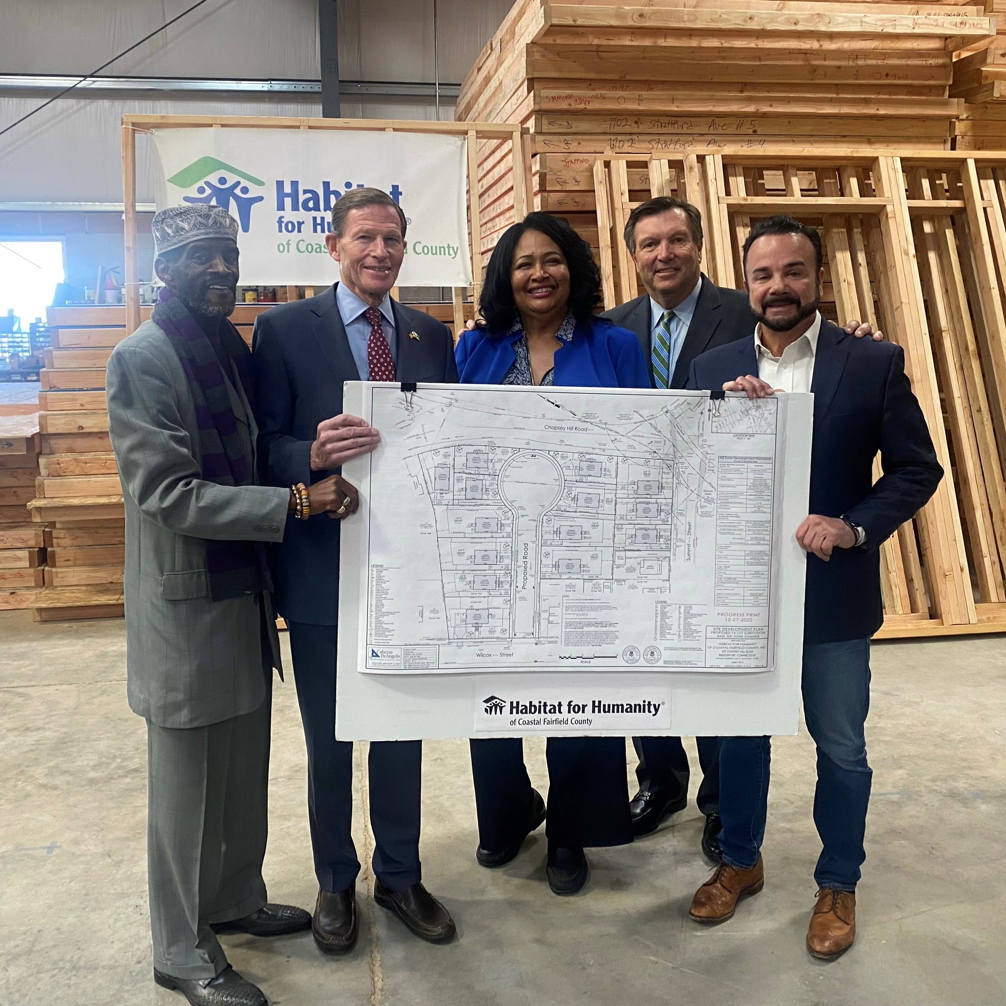 Blumenthal announced $2 million in federal funding for Habitat for Humanity of Coastal Fairfield County to build 10 affordable homes in Bridgeport. 